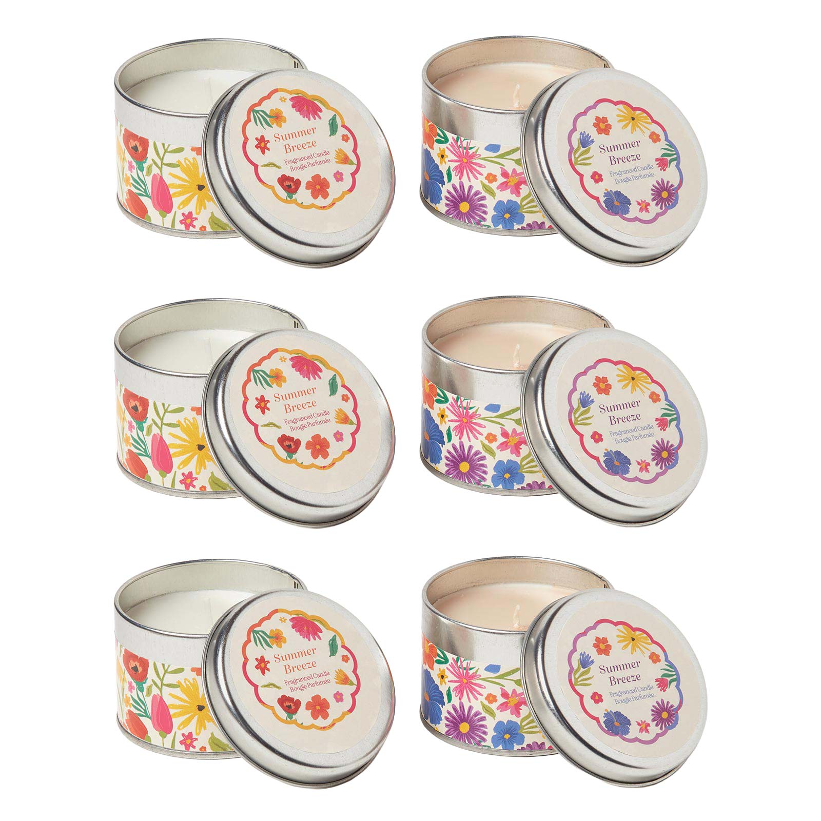 HOMESCAPES Summer Breeze Scented Candle Tins (set Of 6)
