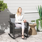 Garden Rocking Chair, Rattan Rocker With Cushions | Light Grey