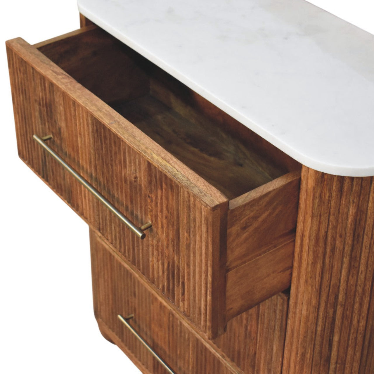 Beaumont Marble Chest, 3 Drawers, White and Beige | Brown