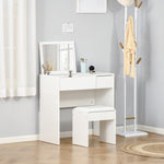 Dressing Table Set Cushioned Stool Flip-up Mirror Drawer | One Size | White