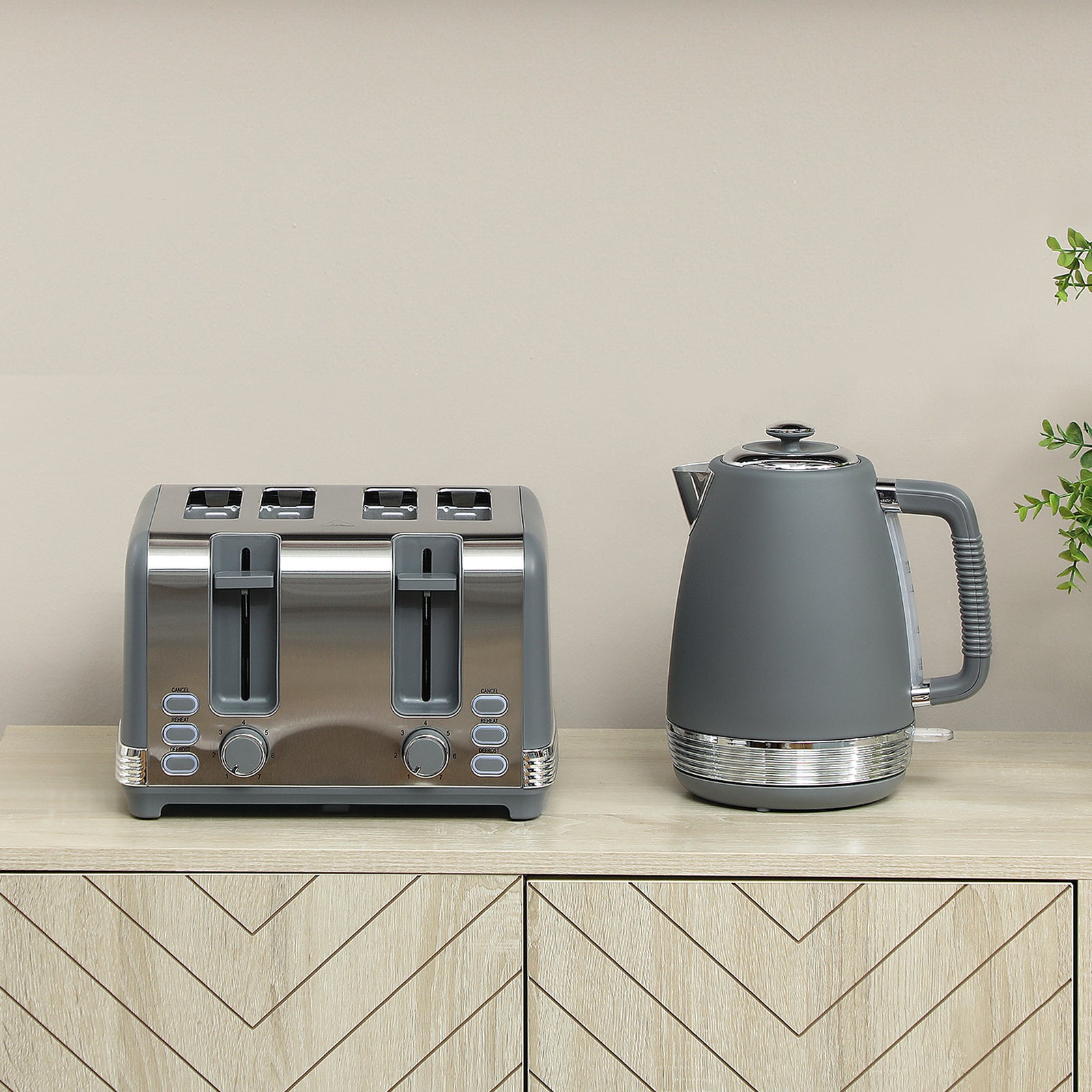 Quick Boil Kettle & Toaster Set | Grey