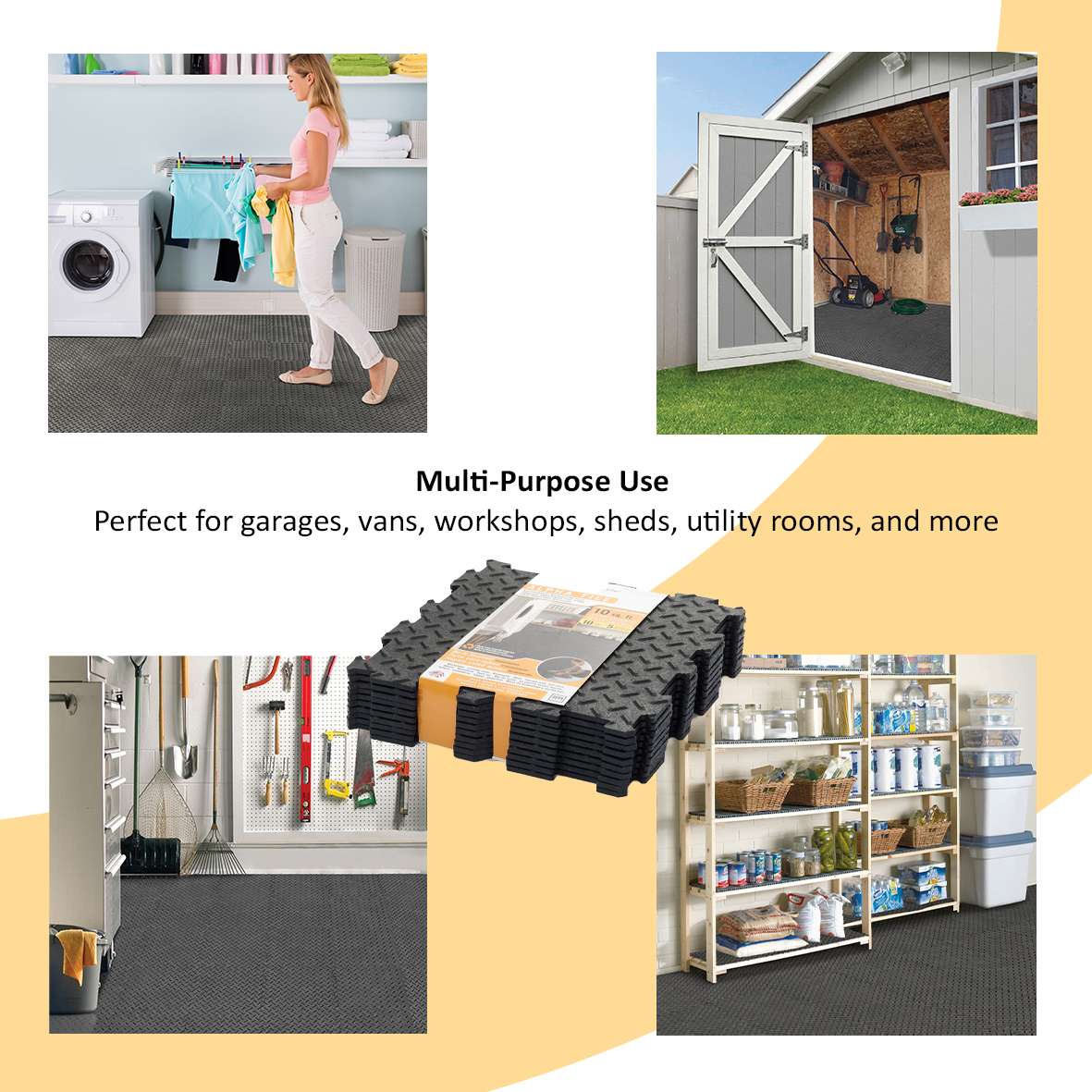 Alpha Tile Interlocking Recycled Rubber Floor Tile 30cm X 30cm | Set of 40 | Black