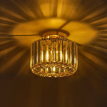 Modern Round Crystal Shade Chandelier Gold Ceiling Light Fixture