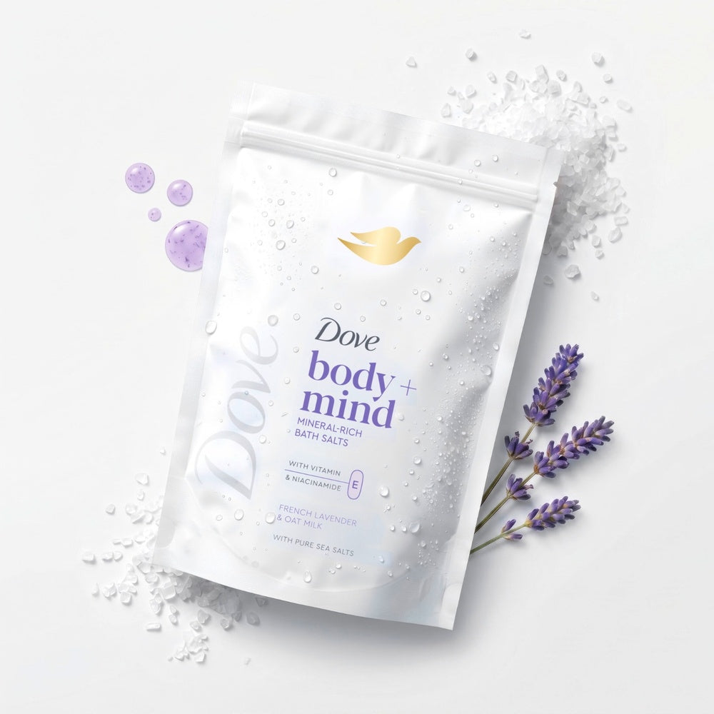 Body + Mind Bath Salts, French Lavender & Oat Milk, 400g | Set-of-6