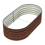 160/240cm W X 80cm D X 42cm H Green Raised Garden Bed With Safety Edging & Ground Stakes Oval-shaped Galvanised Steel Raised Garden Bed | Small | Brown