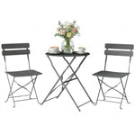 Folding Bistro Set With Round Garden Table And Chairs | Grey