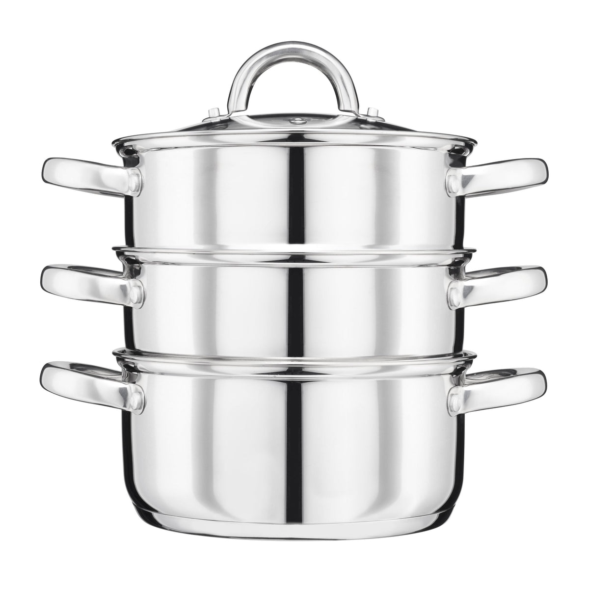 3 Tier Stainless-steel Steamer Pan | 22cm | Silver
