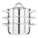 3 Tier Stainless-steel Steamer Pan | 20cm | Silver