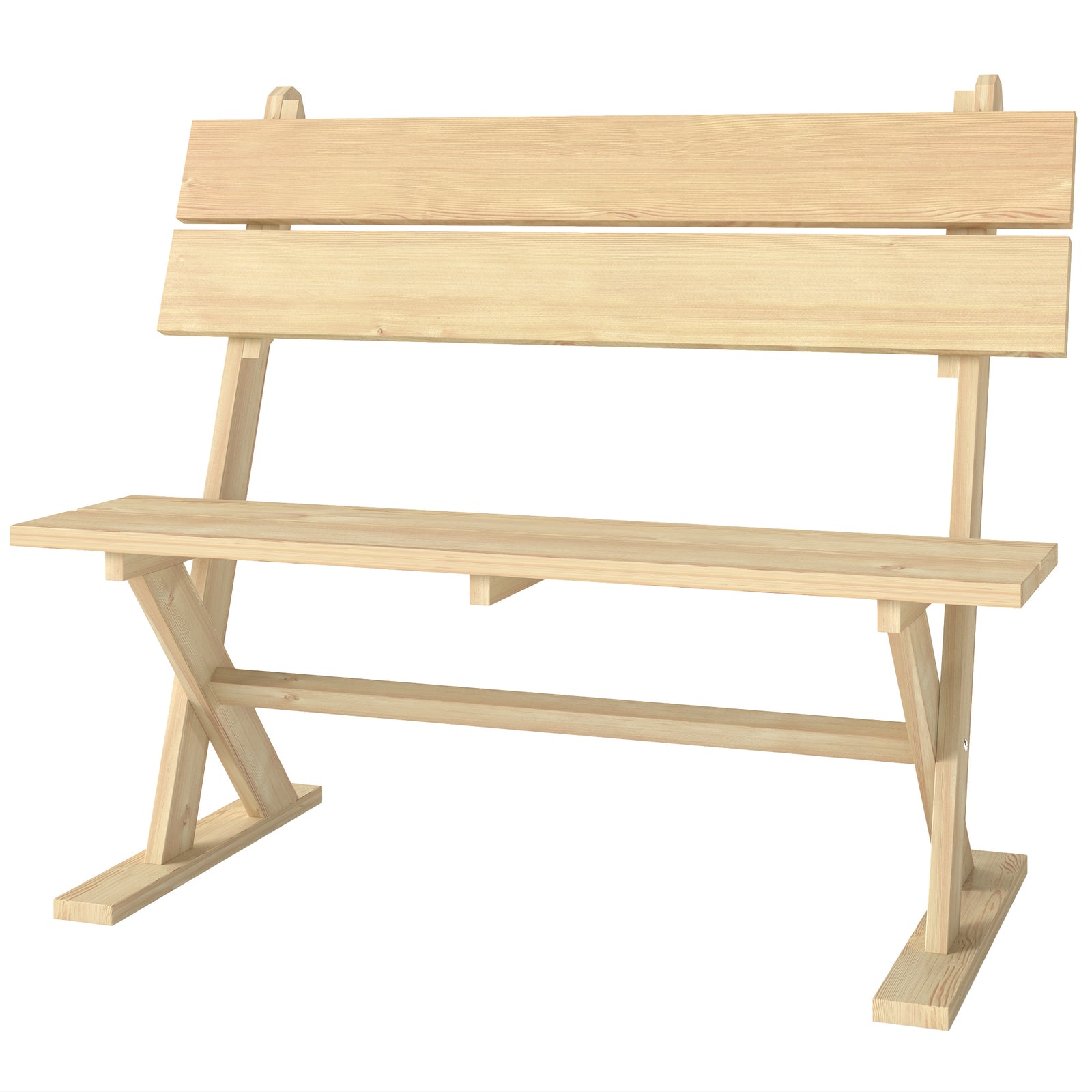 2 Seater Wooden Garden Bench Outdoor Loveseat With Back