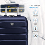 55x35x20cm Lightweight 4 Wheel Cabin Carry On Suitcase Overhead Case Approved For 100+ Airlines With Integrated Tsa Lock | 55 x 35 x 20cm | Navy Blue