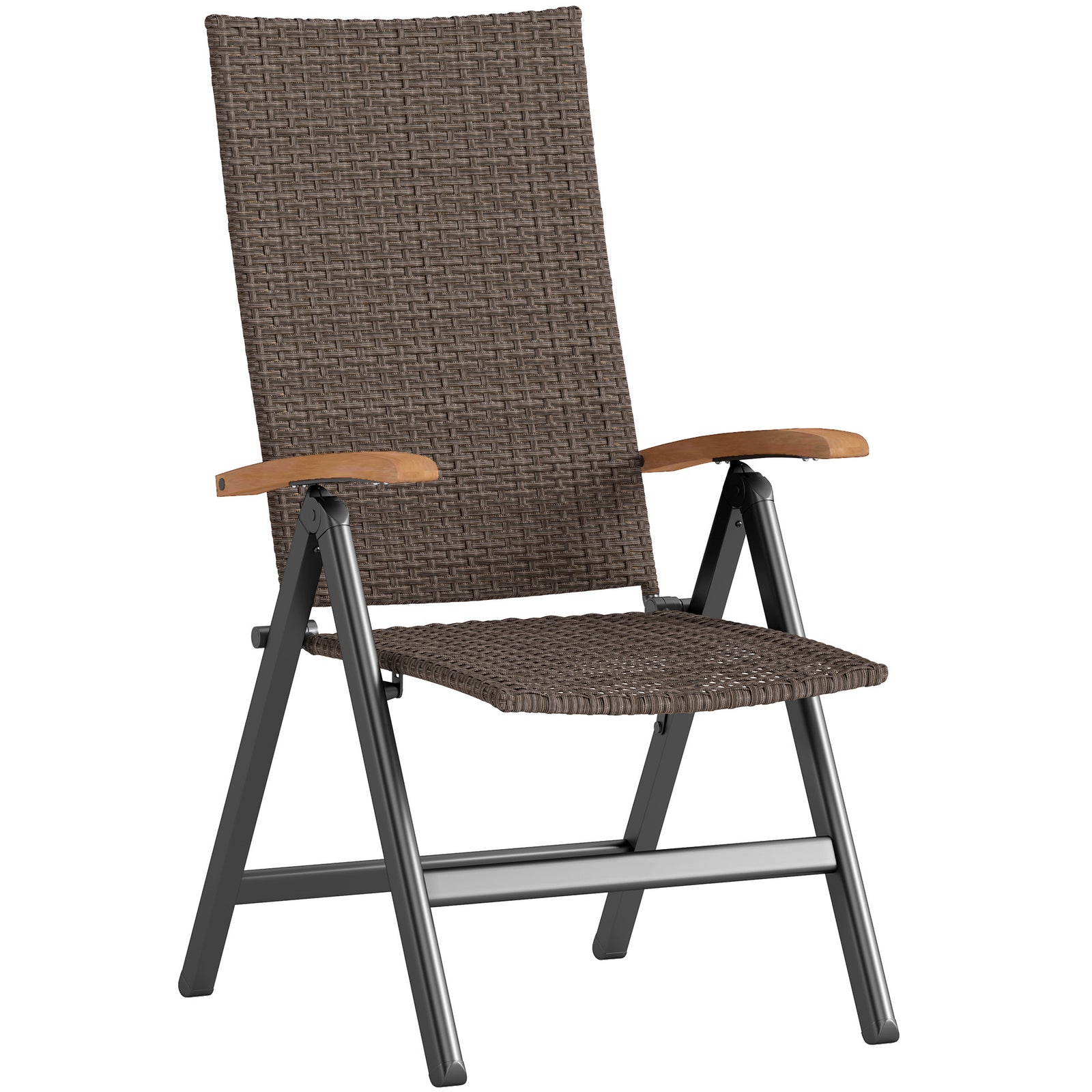 Outdoor Folding Rattan Chair, Dining Chair | Set-of-1 | Brown