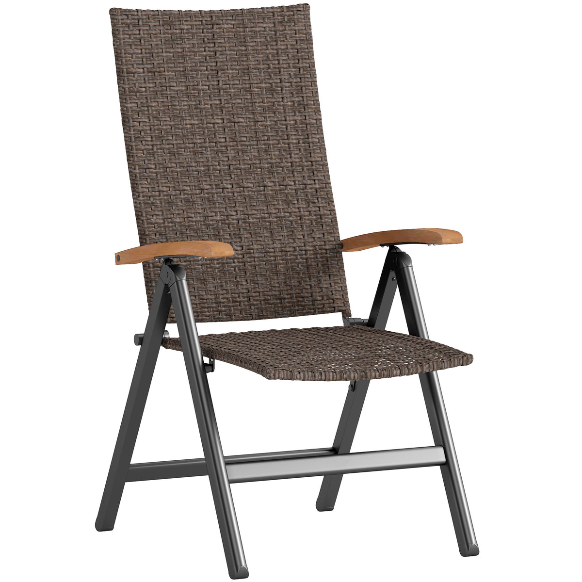 Outdoor Folding Rattan Chair, Dining Chair | Set of 1 | Brown