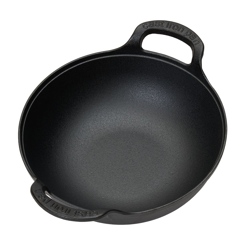 25cm/27cm/30cm Dia Cast Iron Wok With Dual Handles | Medium