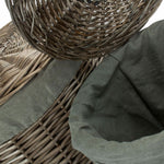 Antique Wash Round Linen Basket With Grey Sage Lining | Small