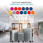 Set Of 3 Hard Shell Suitcase Cabin & Check In Cases With Tsa Lock - Overhead Cabin With Medium & Large Check-in Bag | Set of 3 | Steel