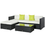 5 Pieces Rattan Sofa Set Wicker Sectional Cushion Patio | Black