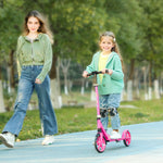Foldable Kids Scooter, Kick Scooter W/ Adjustable Handlebar For Ages 6-12 Years | Pink