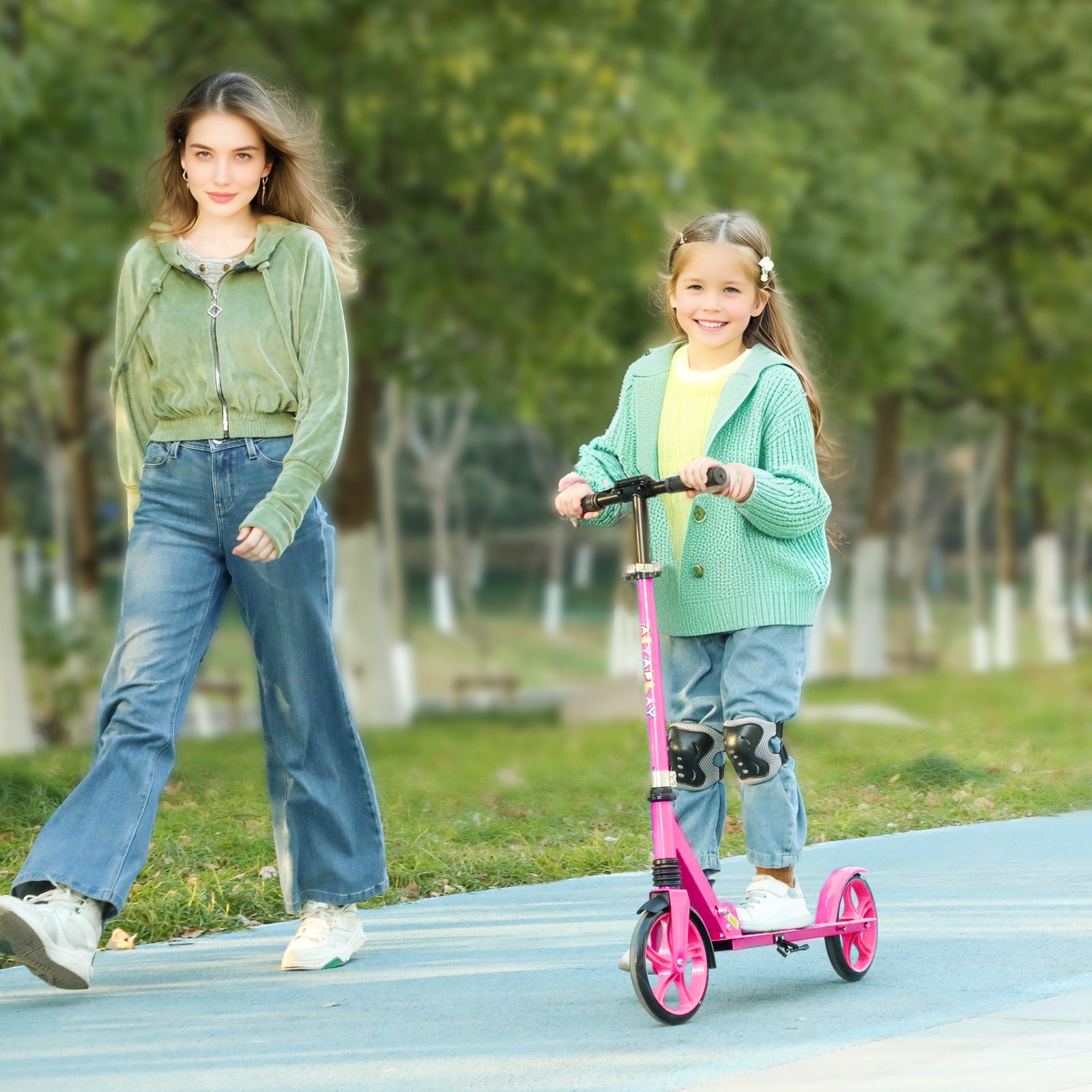 Foldable Kids Scooter, Kick Scooter W/ Adjustable Handlebar For Ages 6-12 Years | Pink