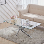 Rectangular Tempered Glass Dining Table With Chrome Cross Legs | Medium