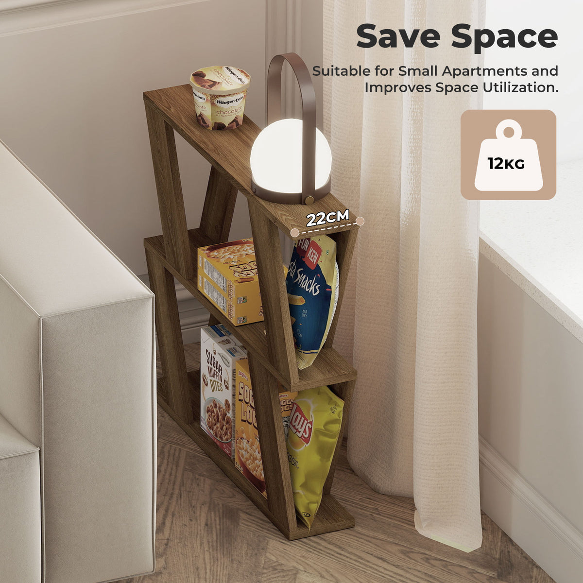 Levede 22cm Slim Side Table Narrow Sofa End Table For Living Room Small Spaces