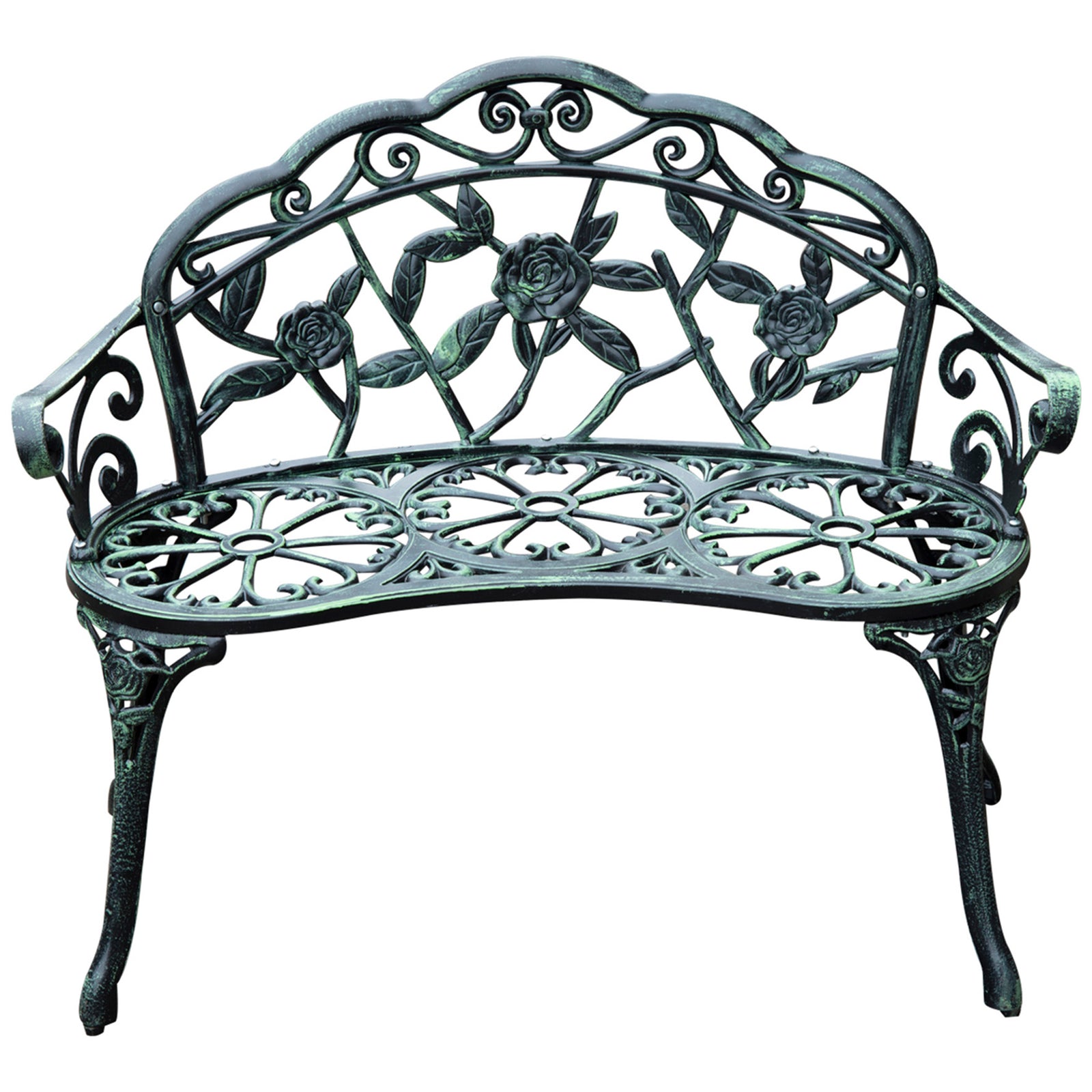 Garden Bench Antique Rose Style Aluminium