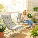 Garden Bistro Set, Bistro Table And Chairs W/ Cushions | Light Grey