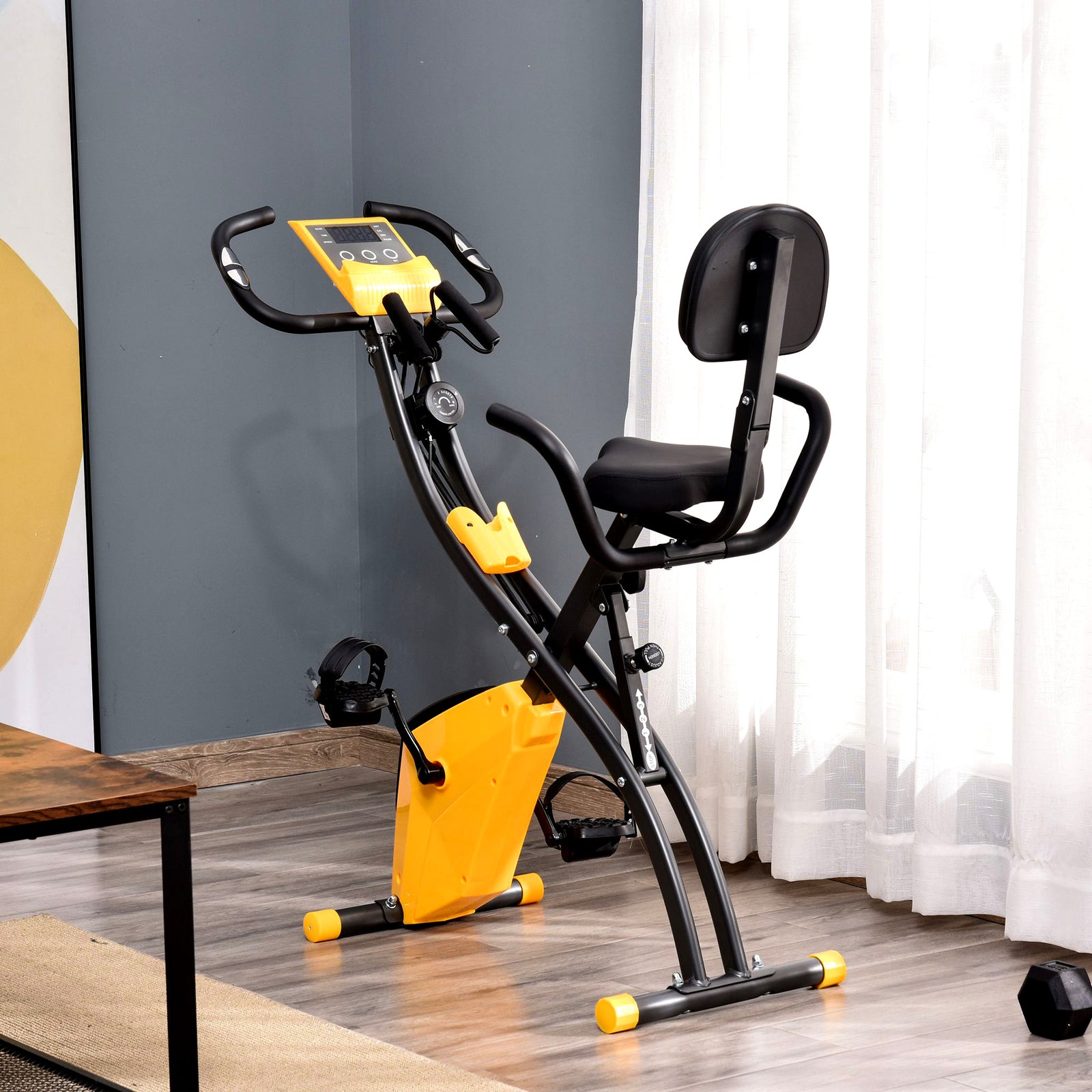 2-in-1 Folding Exercise Bike With 8-level Magnetic Resistance | Yellow