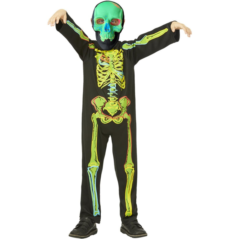 Neon Skeleton Glow In The Dark Costume | Small