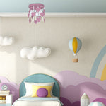 Corazon Pink Ceiling Lamp 3xe27 Delightful Hand Made Bedroom Centrepiece In Baby Pink With Hearts And Crystals