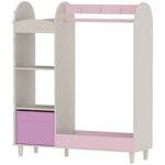AIYAPLAY Kids Clothing Rack With Lights Mirror, Non-woven Drawer For Age 3-8