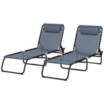 2 Pcs Beach Chaise Lounge 4 Adjustable Positions | Set of 2