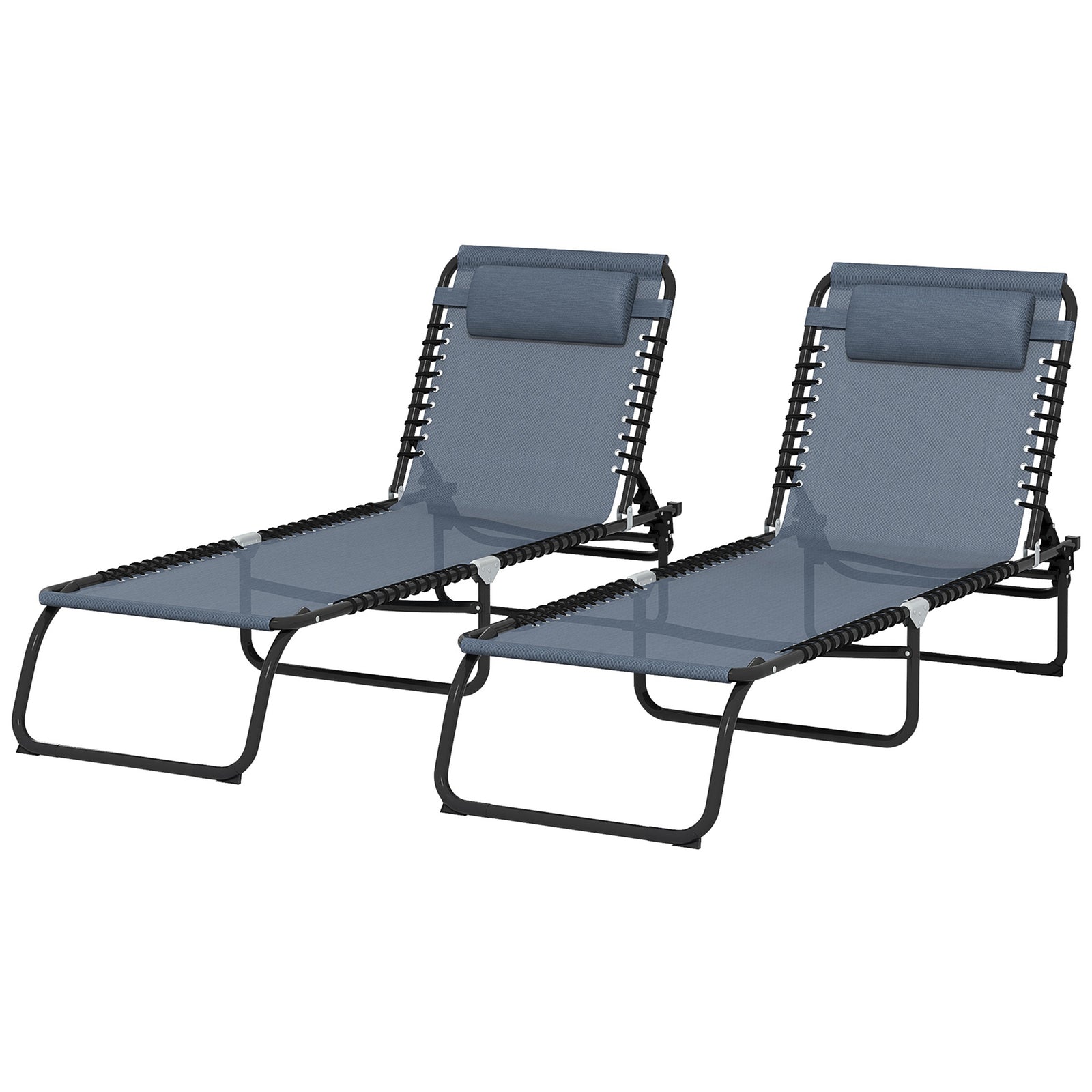 2 Pcs Beach Chaise Lounge 4 Adjustable Positions | Set of 2