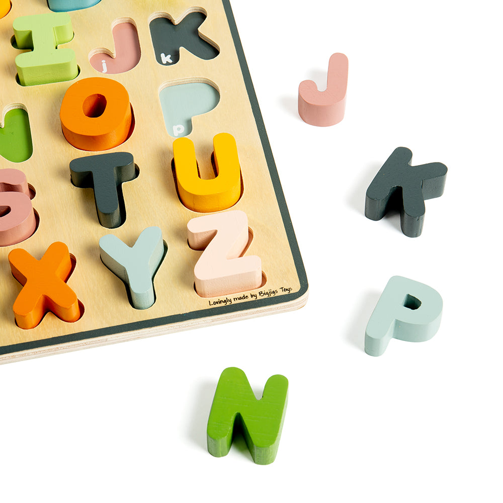Wooden Uppercase Abc Puzzle, Educational Toys