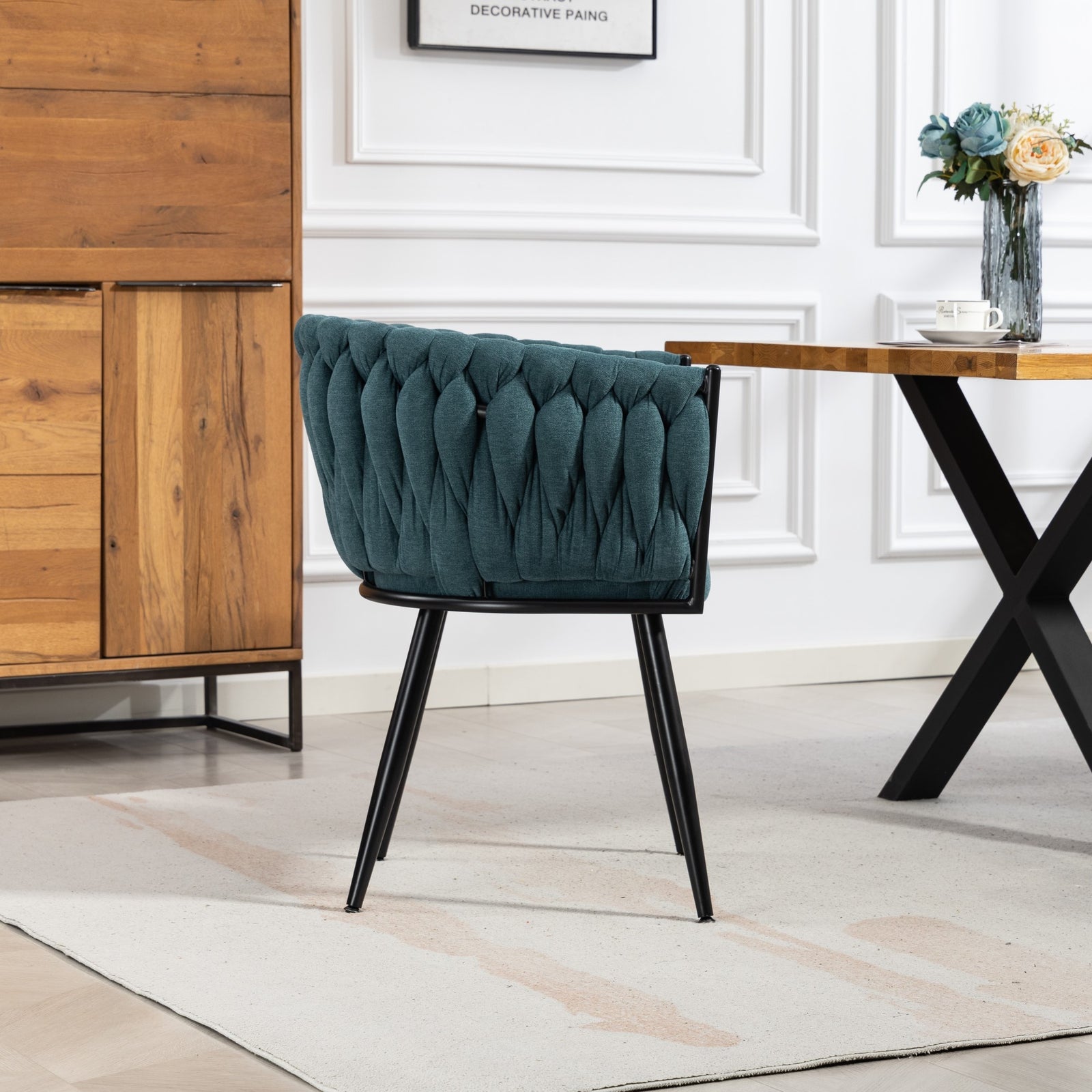 Aneta Fabric Accent Chairs - Set Of 2 | Teal