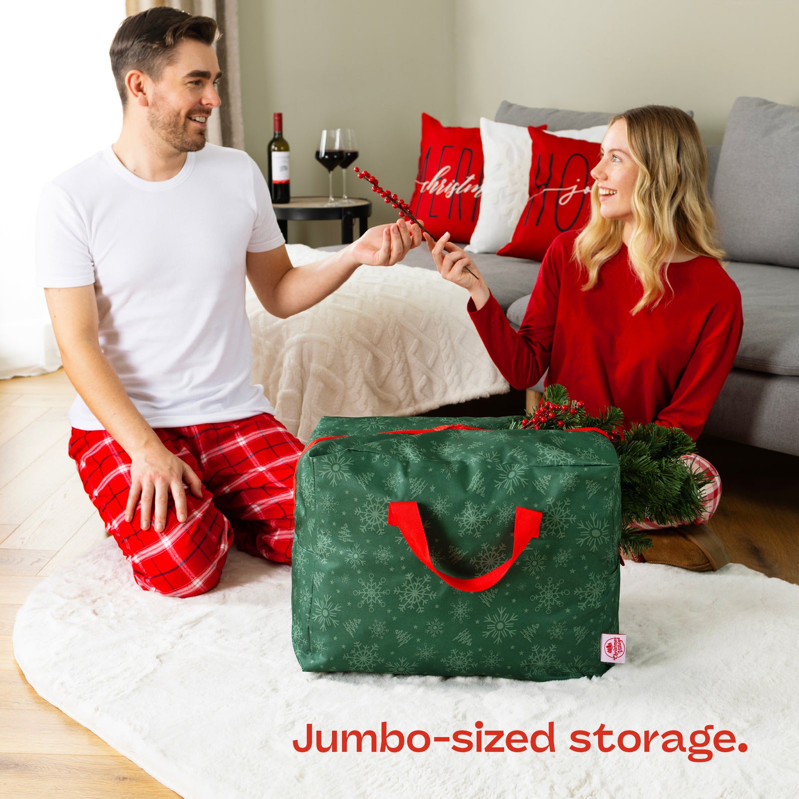 Durable Christmas Storage Bag For Ornaments, Lights, Ribbons & Wreaths