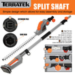 20v Cordless Hedge Trimmer Long Reach Telescopic Garden Hedge Cutter, 1 Hr Fast Charge Battery & Charger Included | 2 Batteries + 1 Charger | Grey