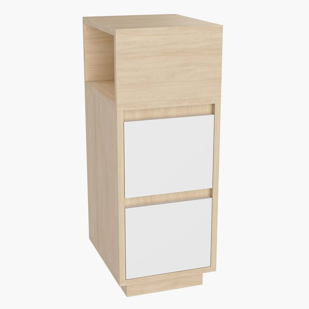 Minimalist Bedside Table With Drawers | Natural & White