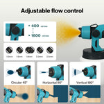 Cordless Paint Sprayer 18v Electric Spray Gun 1000ml Hvlp 6 Nozzles | Blue