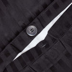 Egyptian Cotton Stripe Duvet Cover With Pillowcase, 330 Tc | Super King | Black