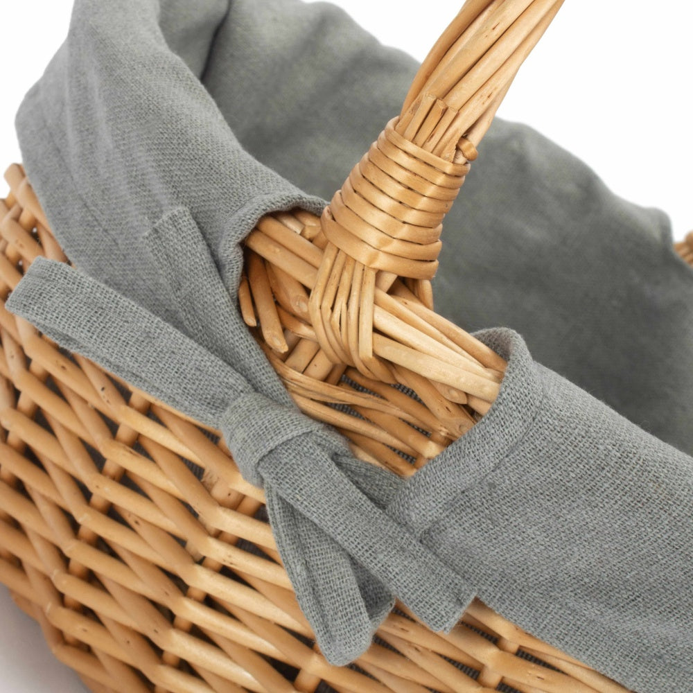 Wicker Shopping Basket Buff Willow Oval Shopper | Gray