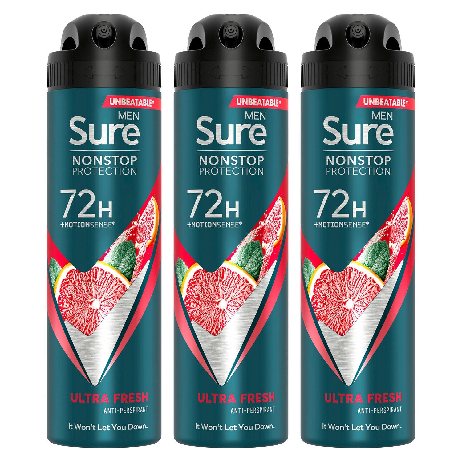 Men Nonstop Protection 72h Anti-perspirant Deodorant Ultra Fresh 150ml, 3pk | 3