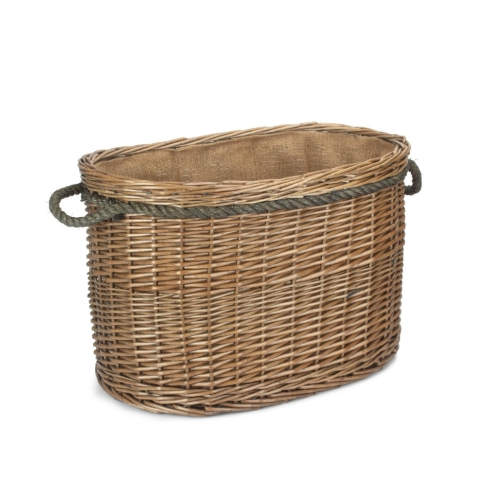 Wicker Oval Rope Handled Log Basket | Large | Brown