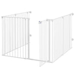 2 In 1 Dog Pen, Safety Pet Gate, 6 Panels, For Medium Dogs, 90hcm - White