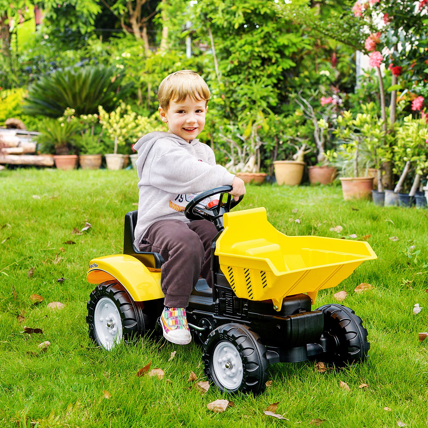 Ride On Tractor No Power For Kids With Manual Control Bucket