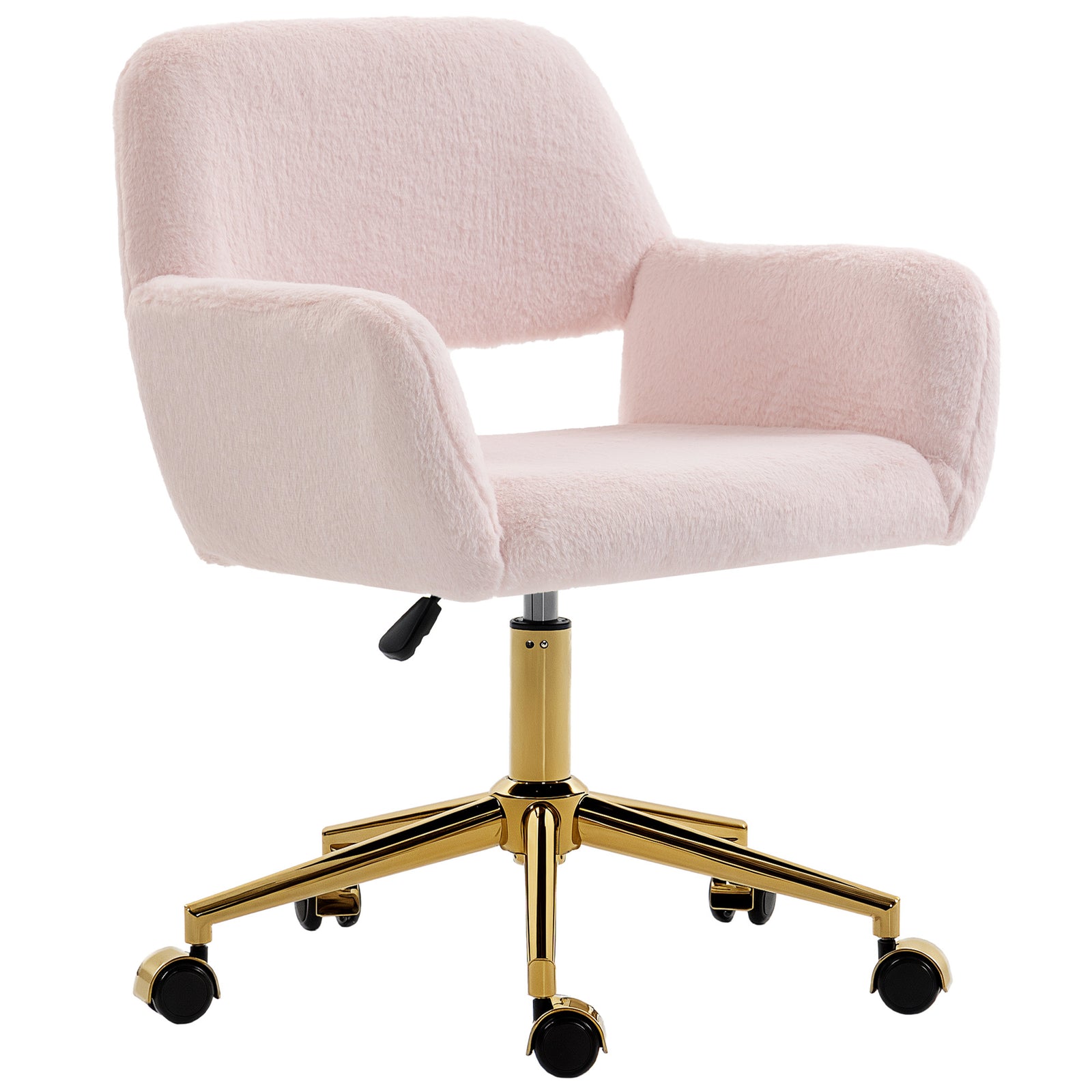 Swivel Office Chair, Vanity Desk Chair With Adjustable Height, Wheels | Pink
