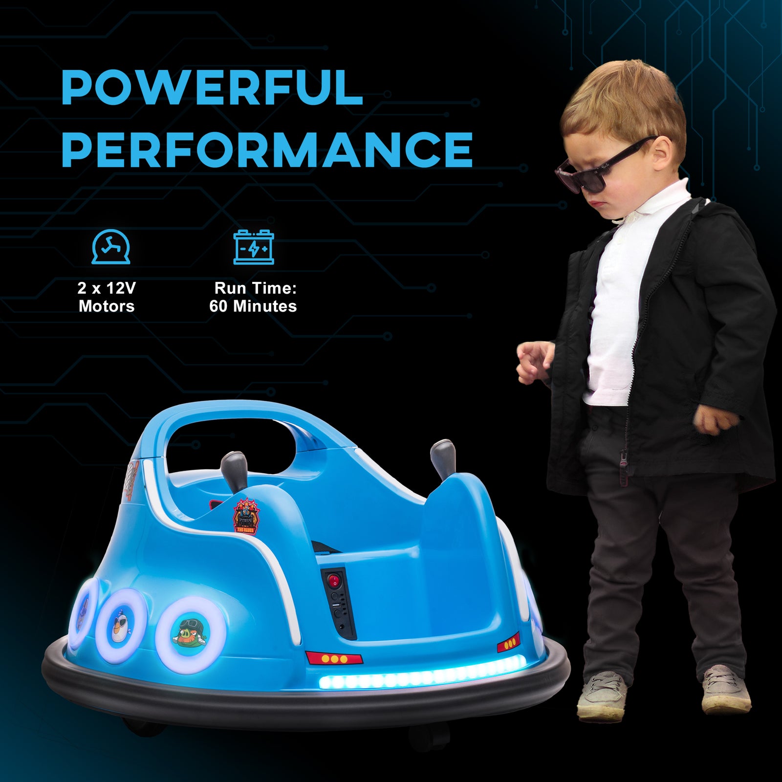 Angry Bird Licensed 12v Kids Bumper Car W/ Joysticks, Remote | Blue