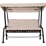 Outdoor 3-person Garden Metal Padded Porch Swing Chair Bench | Beige