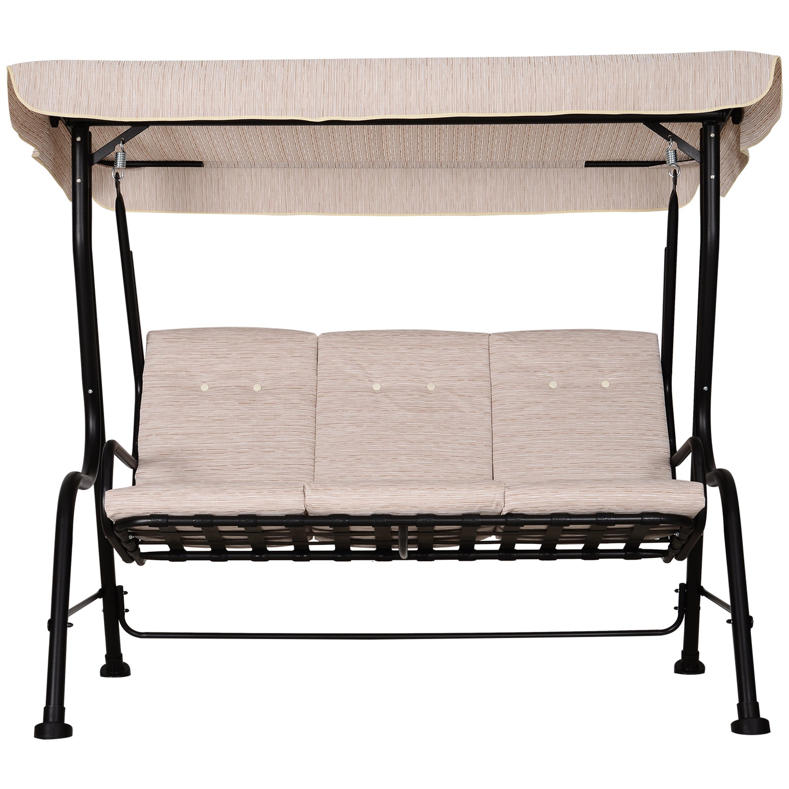 Outdoor 3-person Garden Metal Padded Porch Swing Chair Bench | Beige