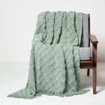 Diamond Textured Pattern Cotton Tufted Throw | 125cm x 150cm | Green