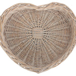 Wicker White Wash Heart Shaped Tray | Large | White
